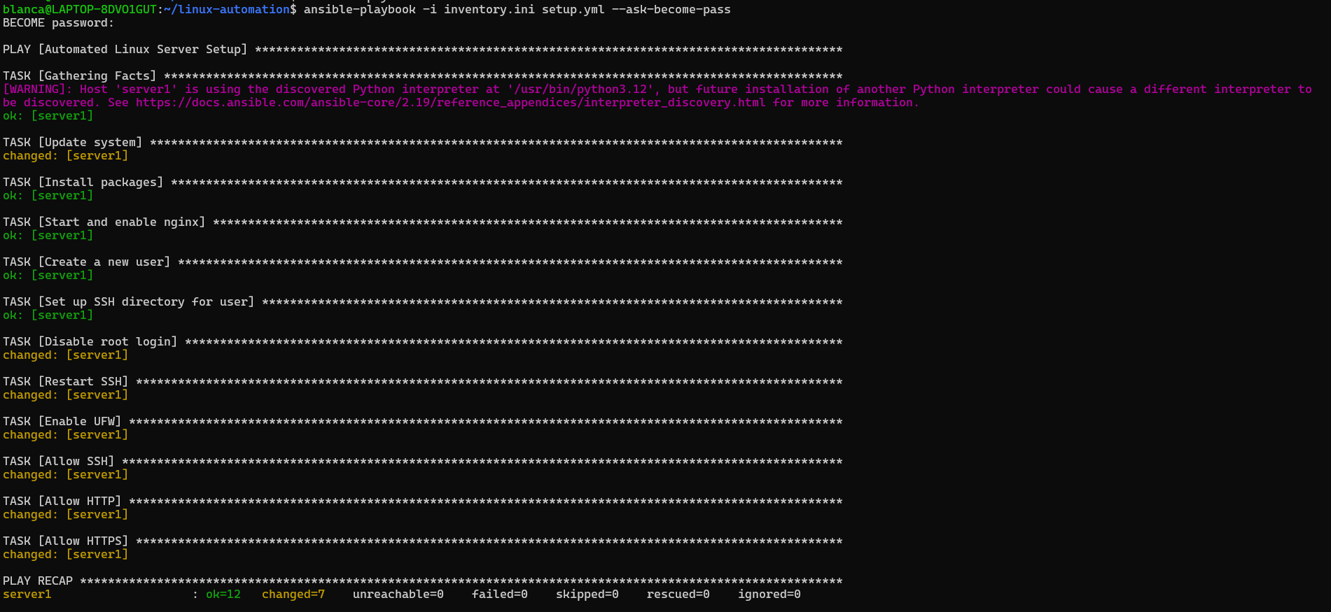 Automated Linux Server Setup